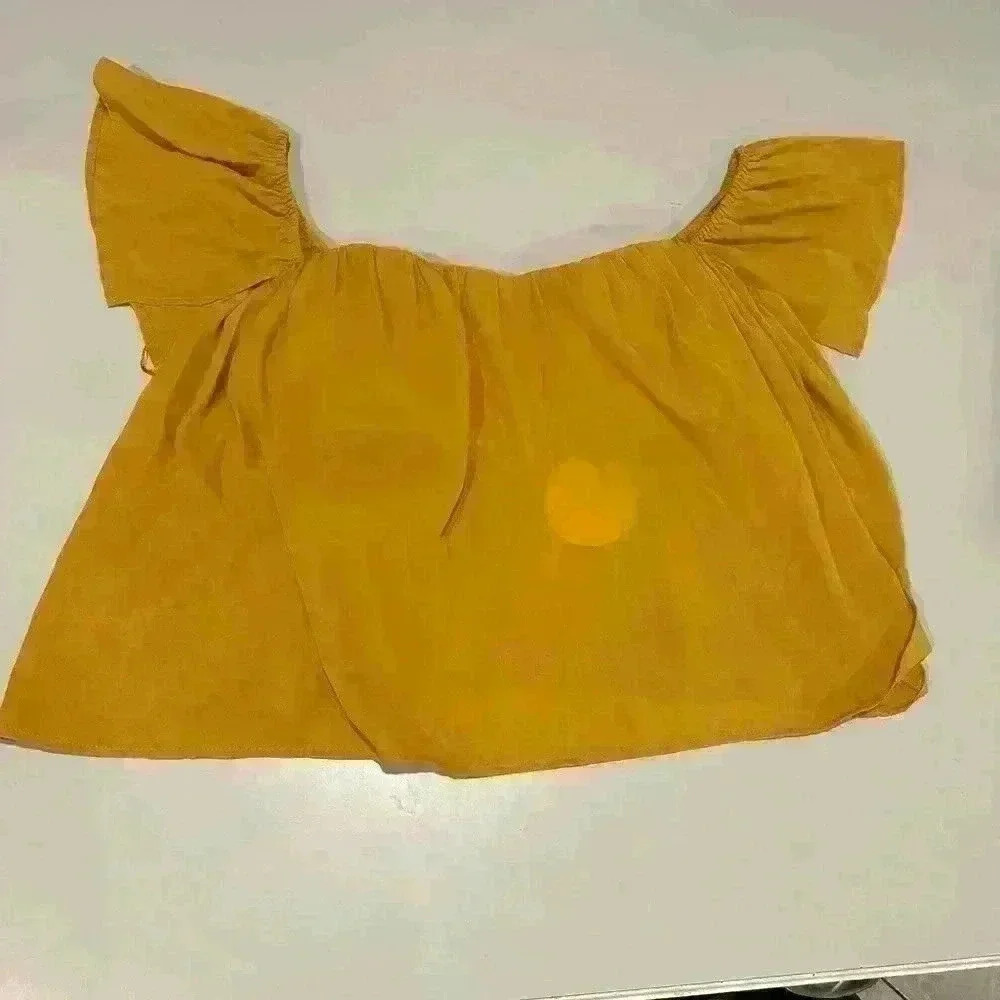 Wild Honey Gold Crop Top w/Back Zipper & Off the Shoulder Sleeves Size Large NWT